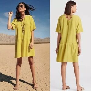 Eileen Fisher Yarow Drop Waist Dress Yellow Size XXS NWOT Boho Casual Summer